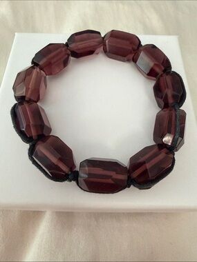 J. Jill Faceted Amber Brown Stretch Beaded Bracelet